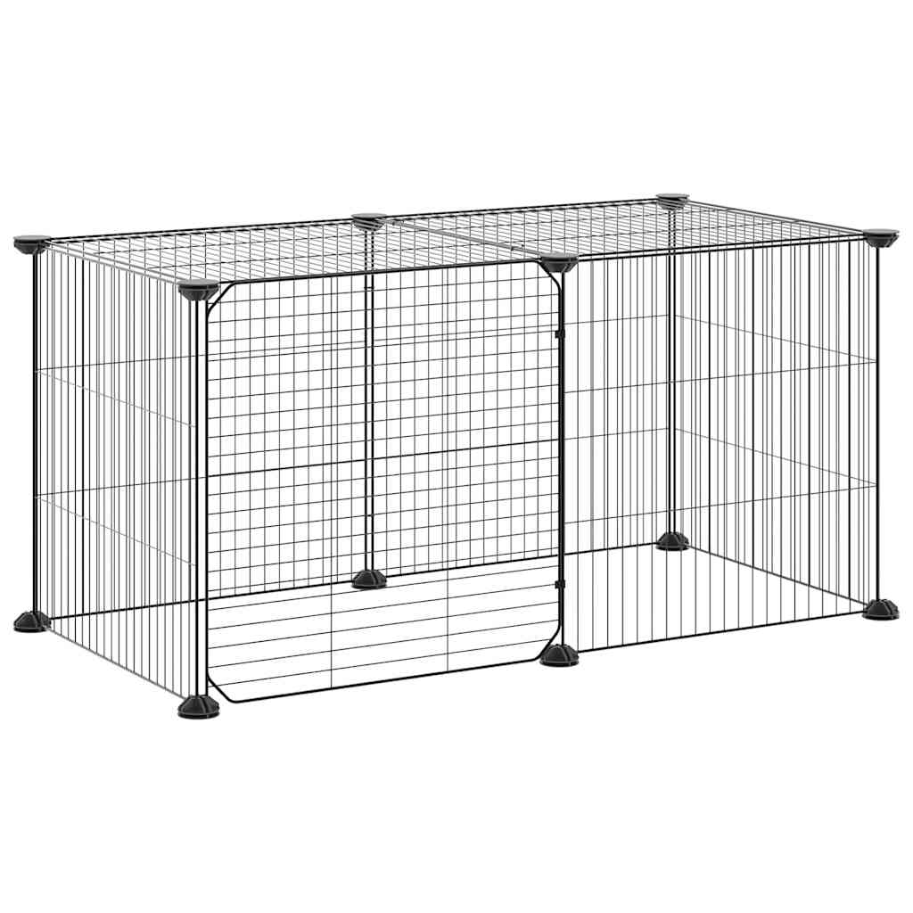 Gabbia per Animali 8 Pannelli con Porta Nero 70x35x35 cm Acciaio