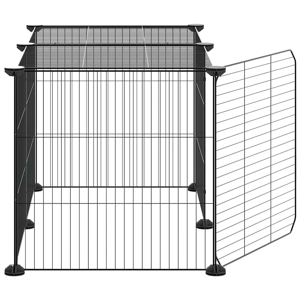 Gabbia per Animali 8 Pannelli con Porta Nero 70x35x35 cm Acciaio