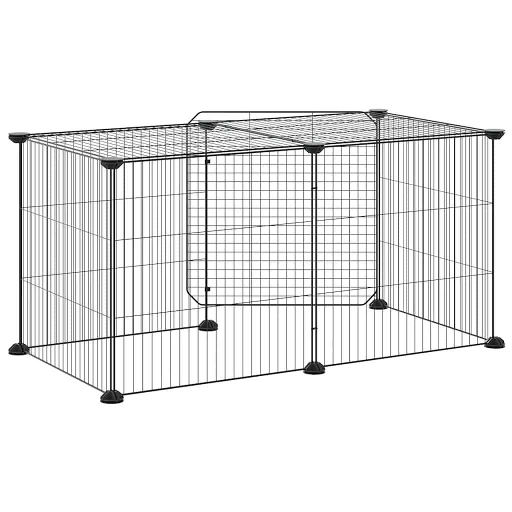Gabbia per Animali 8 Pannelli con Porta Nero 70x35x35 cm Acciaio