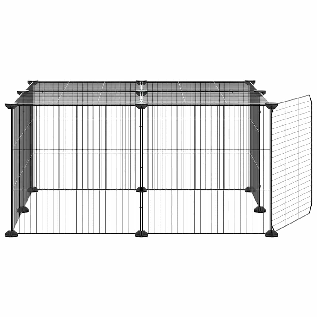 Gabbia per Animali 12 Pannelli con Porta Nero 70x70x35 cm Acciaio