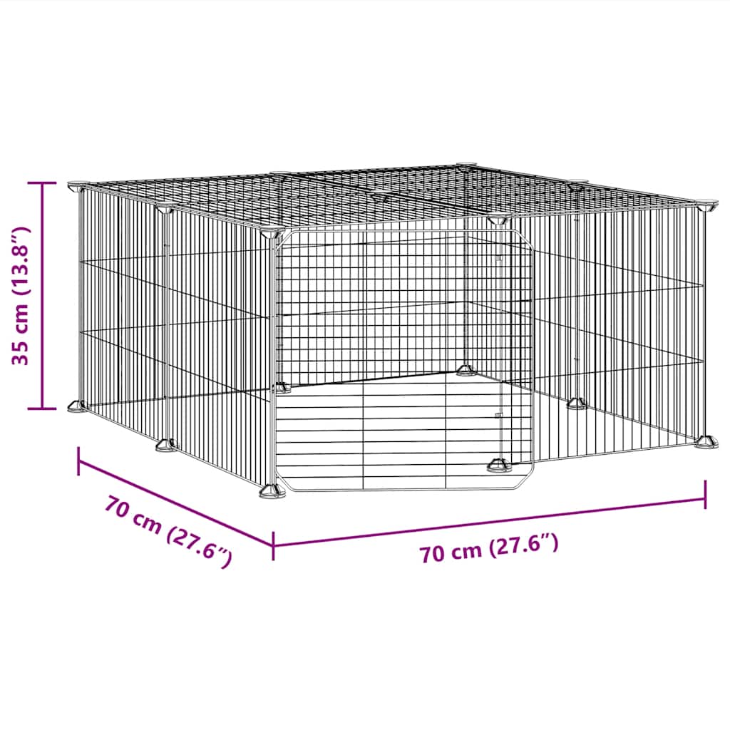 Gabbia per Animali 12 Pannelli con Porta Nero 70x70x35 cm Acciaio
