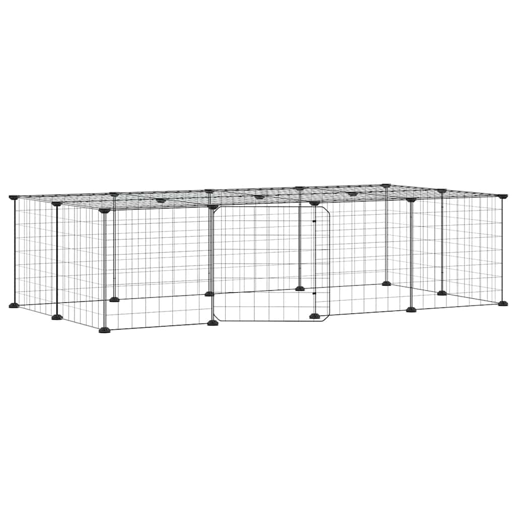 Gabbia per Animali 20 Pannelli con Porta Nera 140x70x35 cm Acciaio