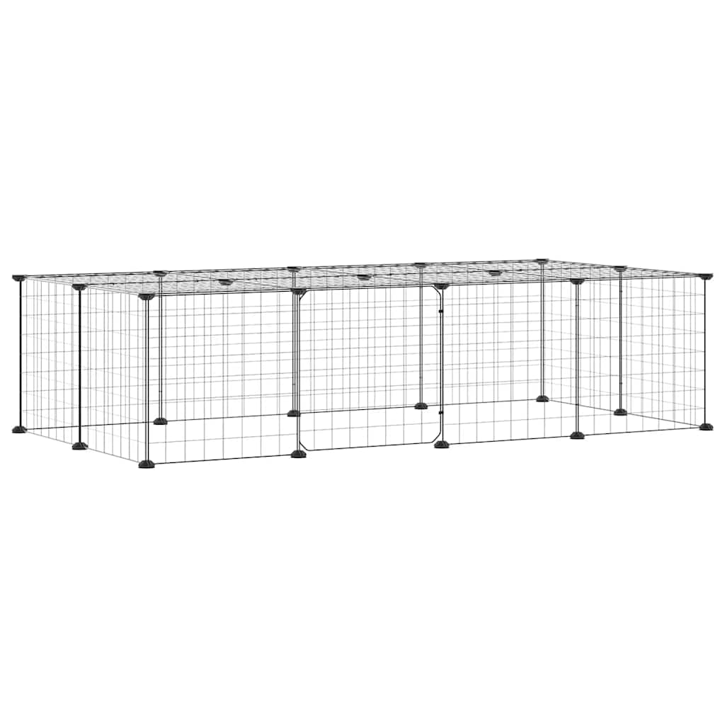 Gabbia per Animali 20 Pannelli con Porta Nera 140x70x35 cm Acciaio