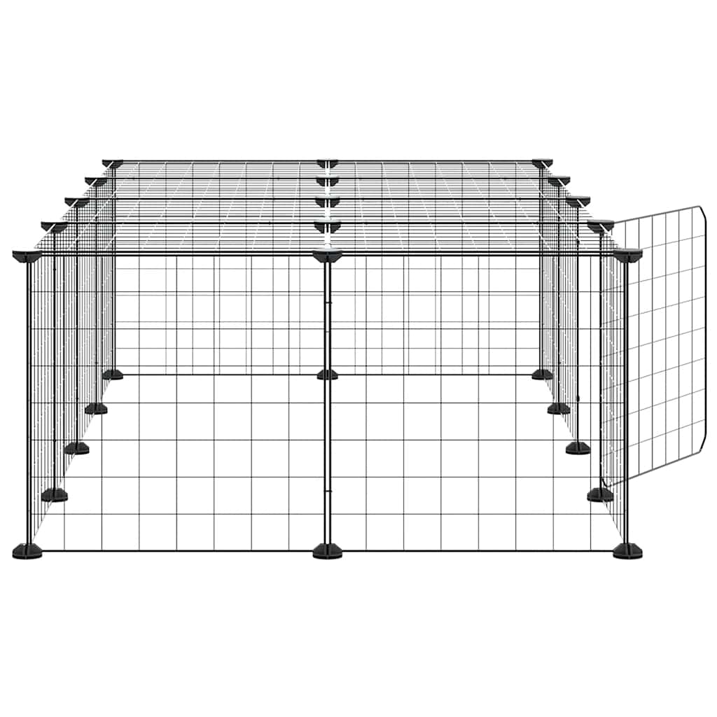 Gabbia per Animali 20 Pannelli con Porta Nera 140x70x35 cm Acciaio