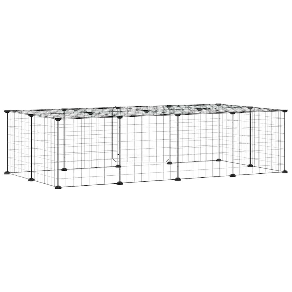 Gabbia per Animali 20 Pannelli con Porta Nera 140x70x35 cm Acciaio
