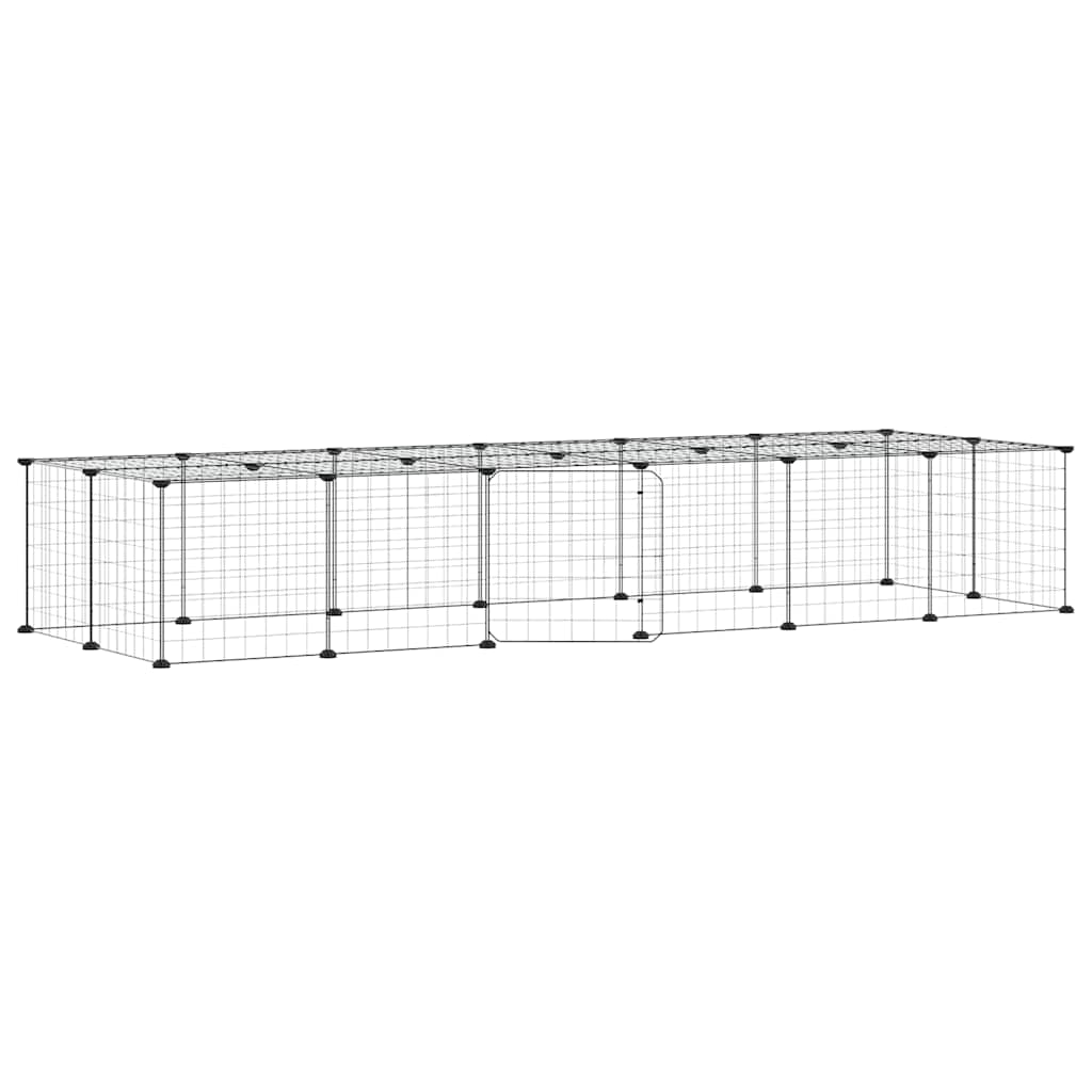 Gabbia per Animali 28 Pannelli con Porta Nero 210x70x35 cm Acciaio