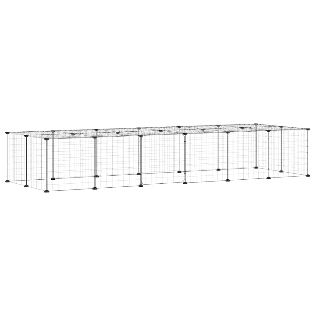 Gabbia per Animali 28 Pannelli con Porta Nero 210x70x35 cm Acciaio