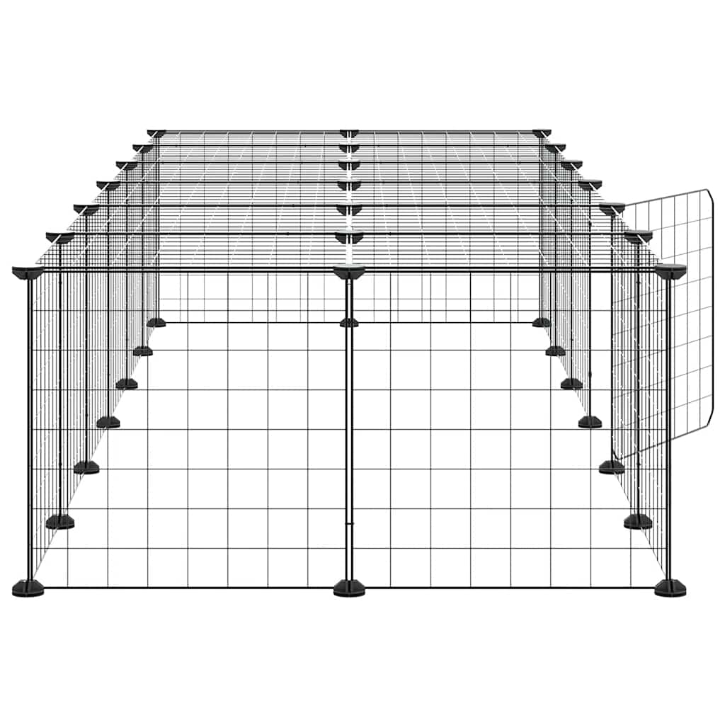Gabbia per Animali 28 Pannelli con Porta Nero 210x70x35 cm Acciaio