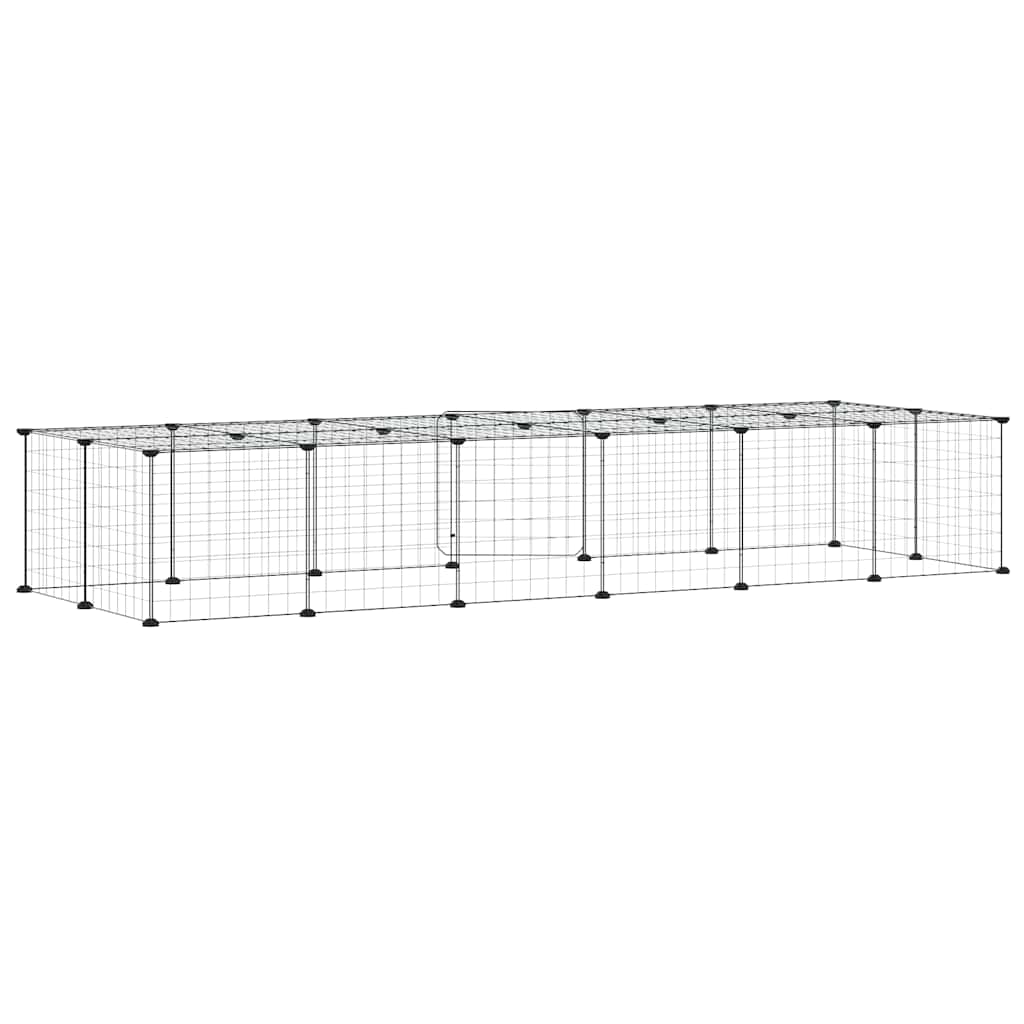 Gabbia per Animali 28 Pannelli con Porta Nero 210x70x35 cm Acciaio