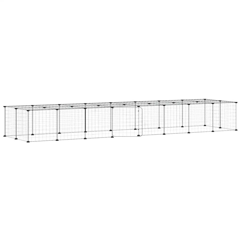 Gabbia per Animali 36 Pannelli con Porta Nera 280x70x35 cm Acciaio