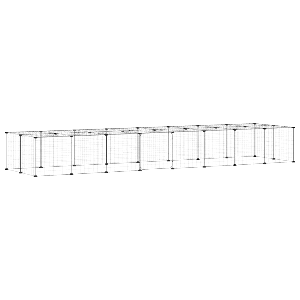 Gabbia per Animali 36 Pannelli con Porta Nera 280x70x35 cm Acciaio