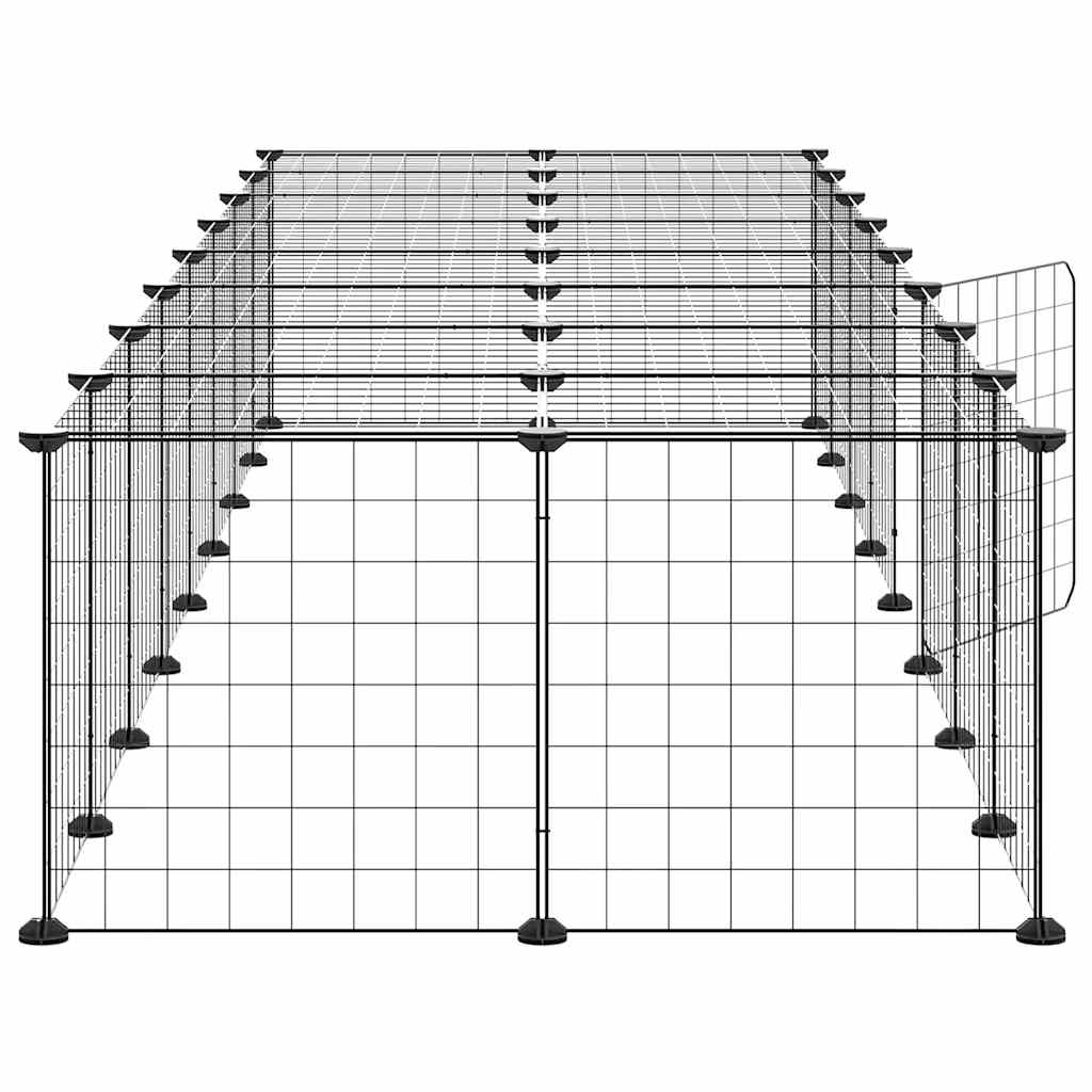 Gabbia per Animali 36 Pannelli con Porta Nera 280x70x35 cm Acciaio