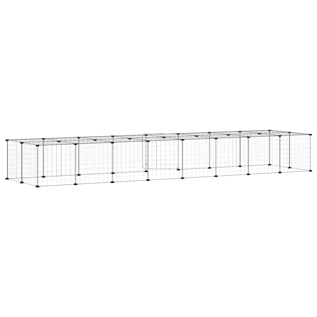 Gabbia per Animali 36 Pannelli con Porta Nera 280x70x35 cm Acciaio