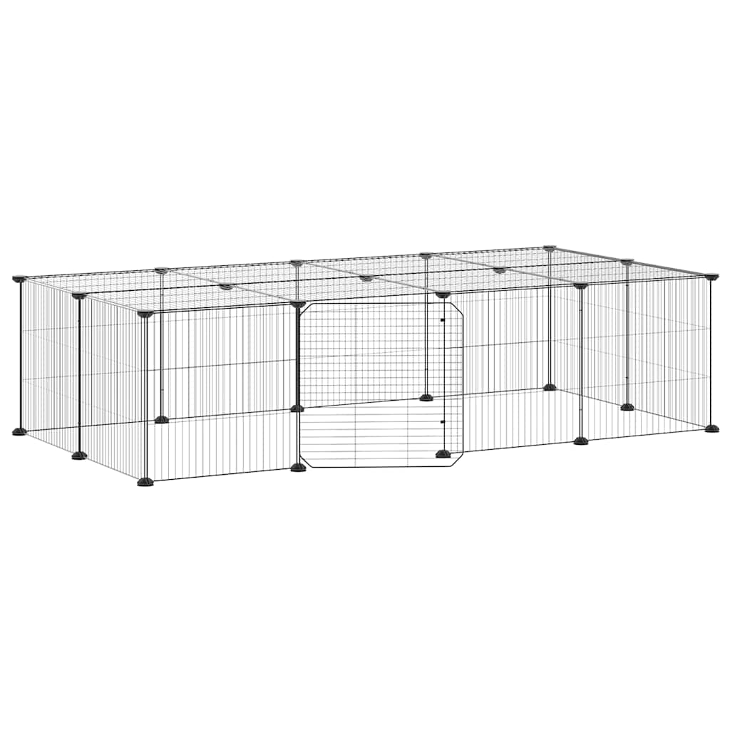 Gabbia per Animali 20 Pannelli con Porta Nera 140x70x35 cm Acciaio