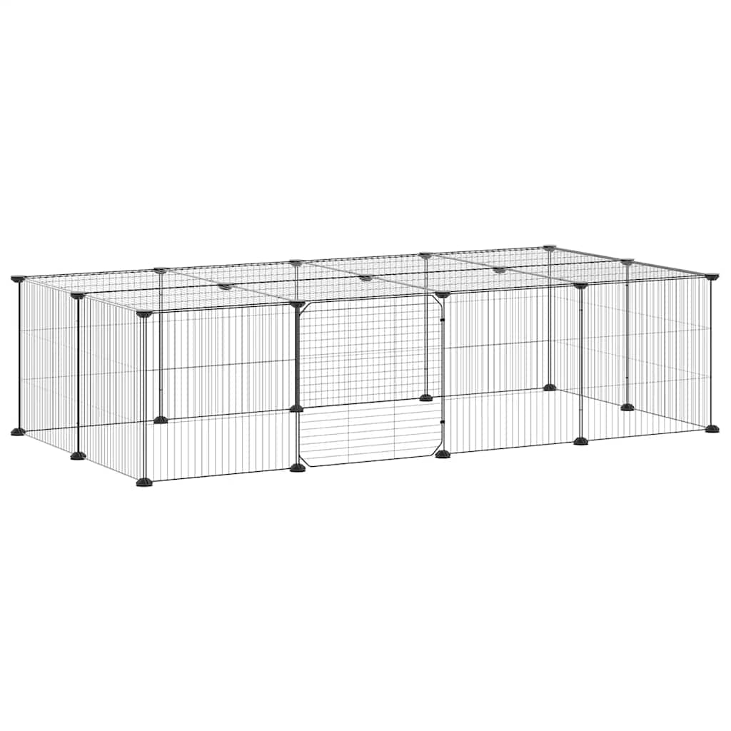 Gabbia per Animali 20 Pannelli con Porta Nera 140x70x35 cm Acciaio