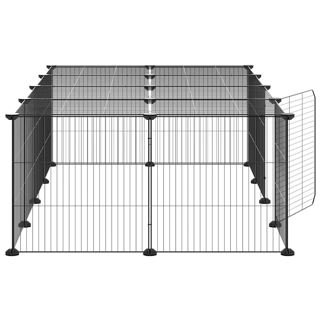 Gabbia per Animali 20 Pannelli con Porta Nera 140x70x35 cm Acciaio