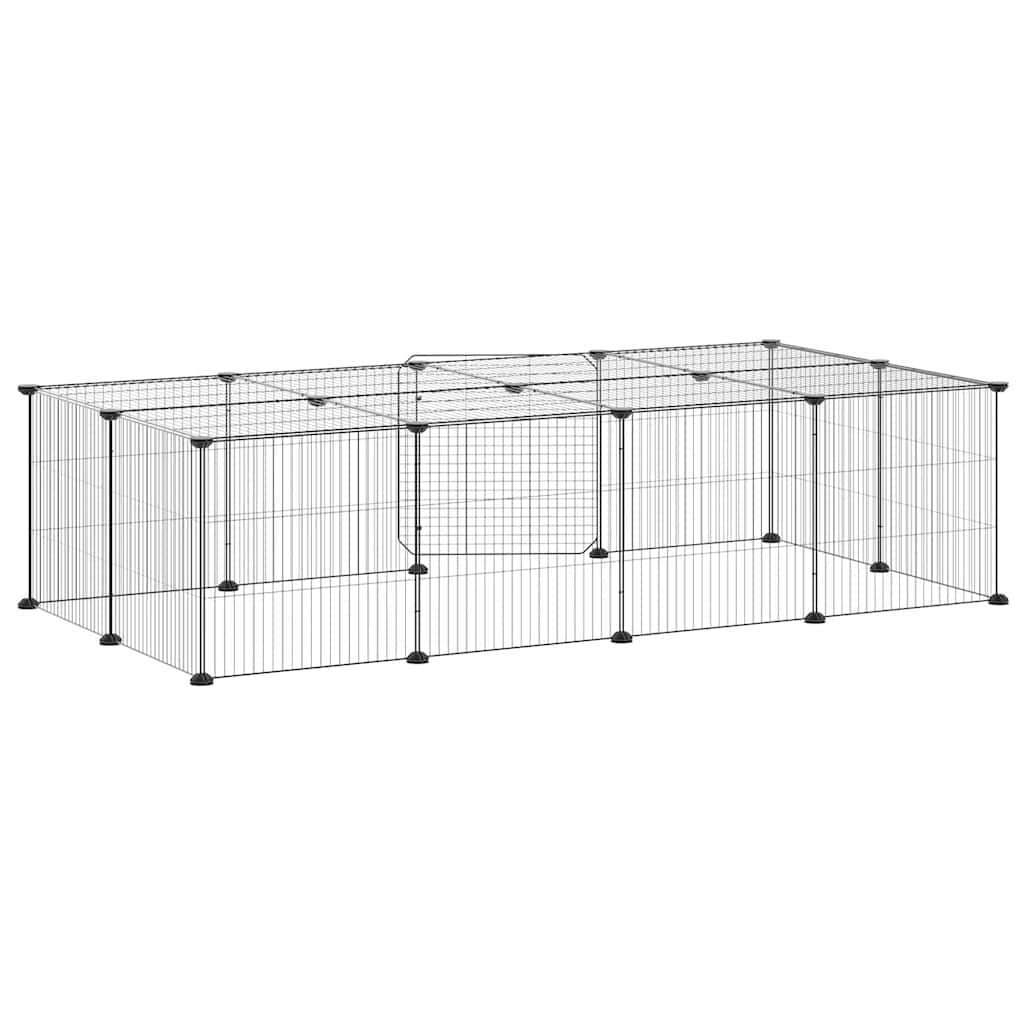 Gabbia per Animali 20 Pannelli con Porta Nera 140x70x35 cm Acciaio