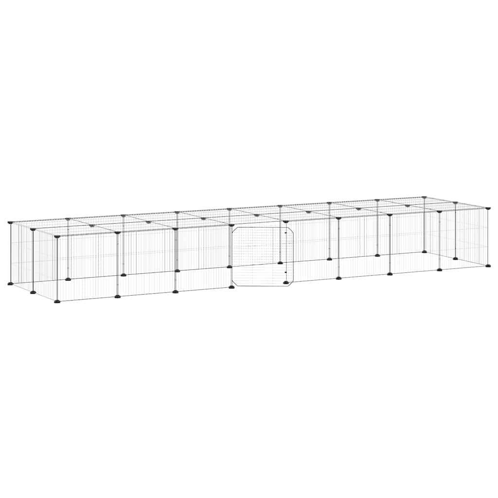Gabbia per Animali 36 Pannelli con Porta Nera 280x70x35 cm Acciaio
