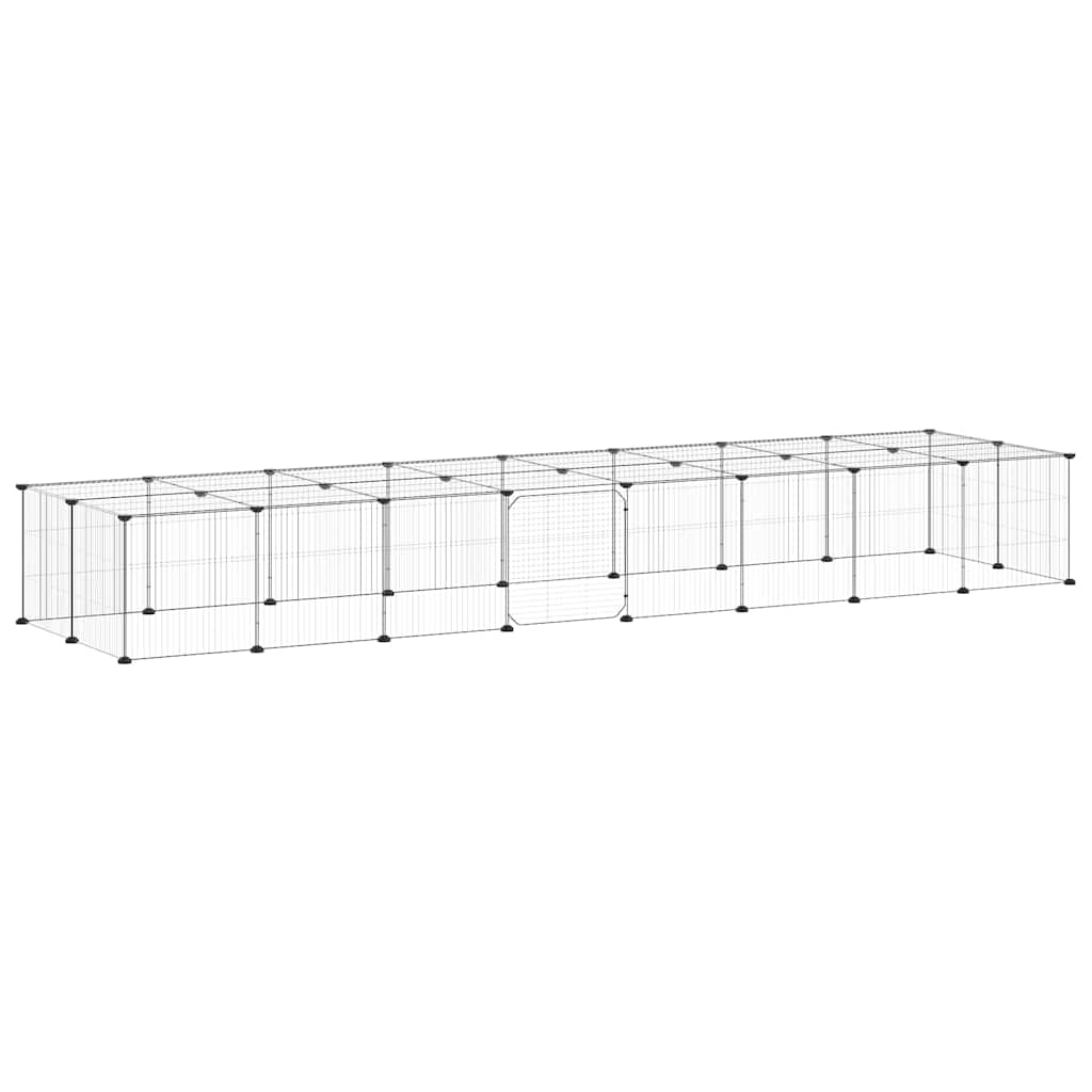 Gabbia per Animali 36 Pannelli con Porta Nera 280x70x35 cm Acciaio