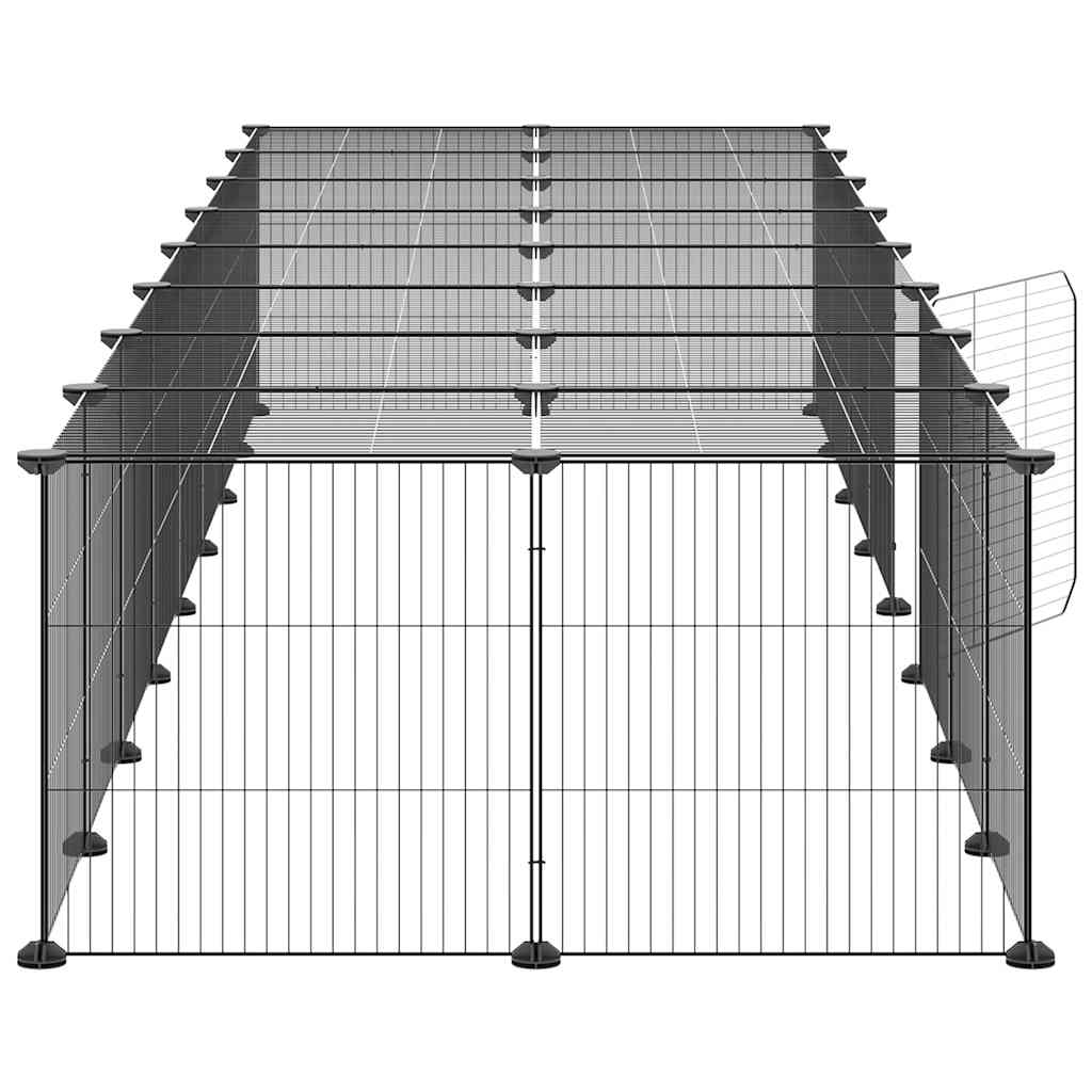 Gabbia per Animali 36 Pannelli con Porta Nera 280x70x35 cm Acciaio
