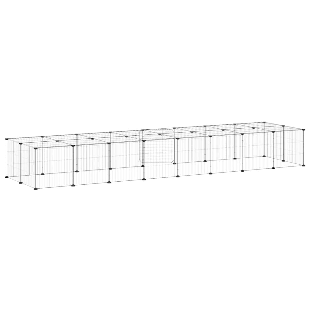 Gabbia per Animali 36 Pannelli con Porta Nera 280x70x35 cm Acciaio