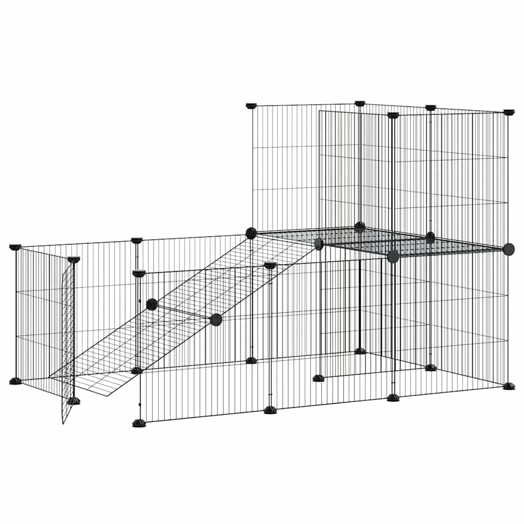 Gabbia per Animali 20 Pannelli con Porta Nera 105x70x70 cm Acciaio