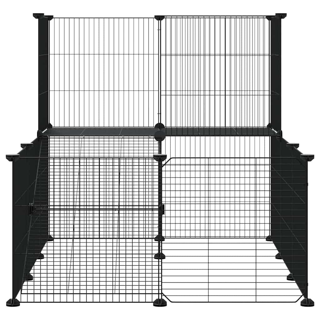 Gabbia per Animali 20 Pannelli con Porta Nera 105x70x70 cm Acciaio