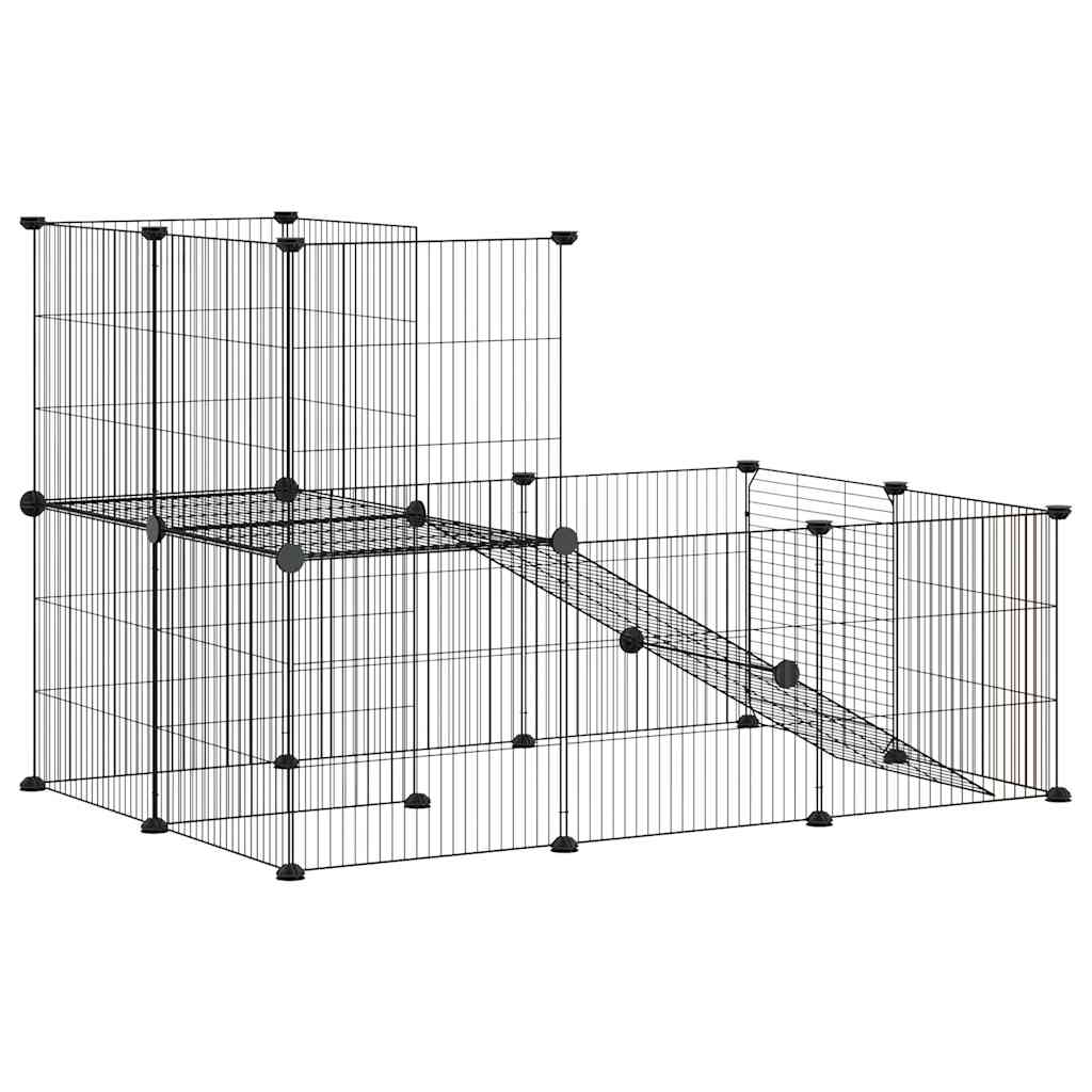 Gabbia per Animali 20 Pannelli con Porta Nera 105x70x70 cm Acciaio