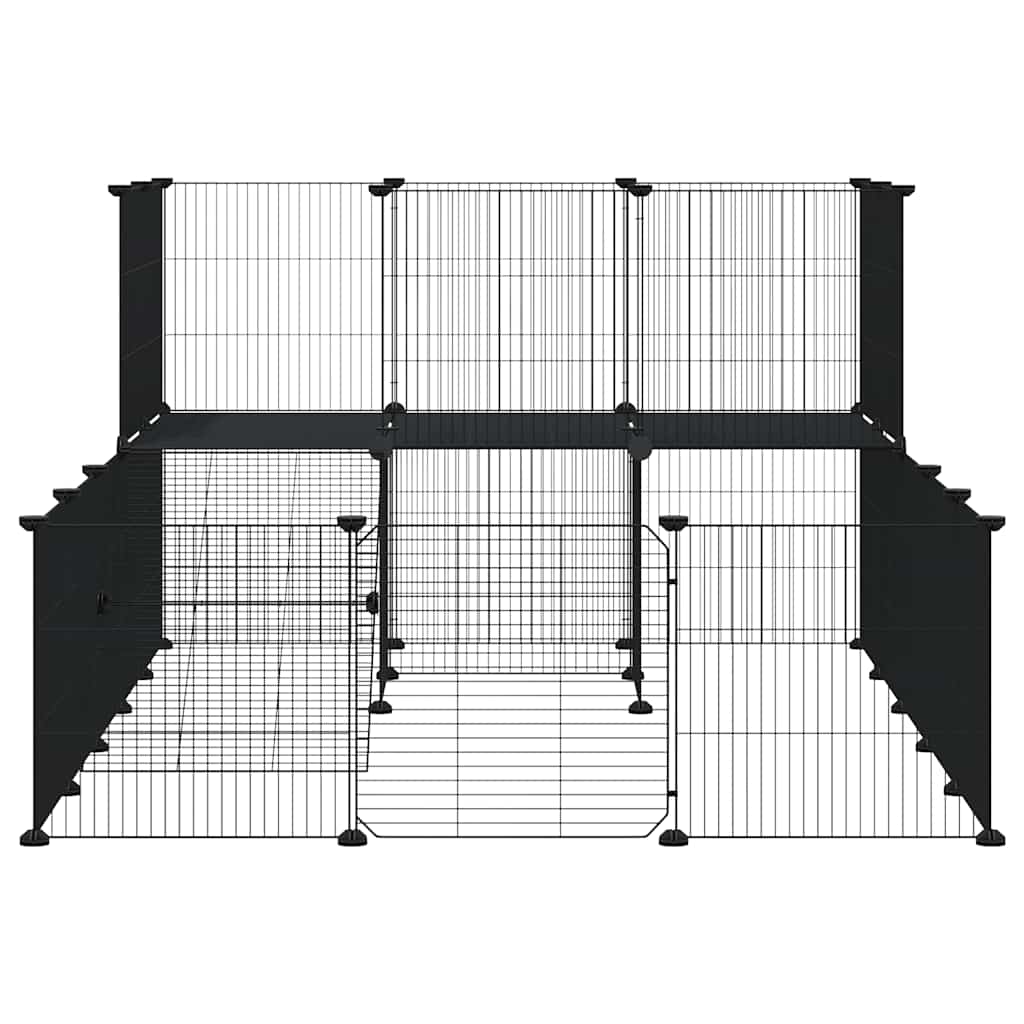 Gabbia per Animali 36 Pannelli con Porta Nera 175x105x70 cm Acciaio