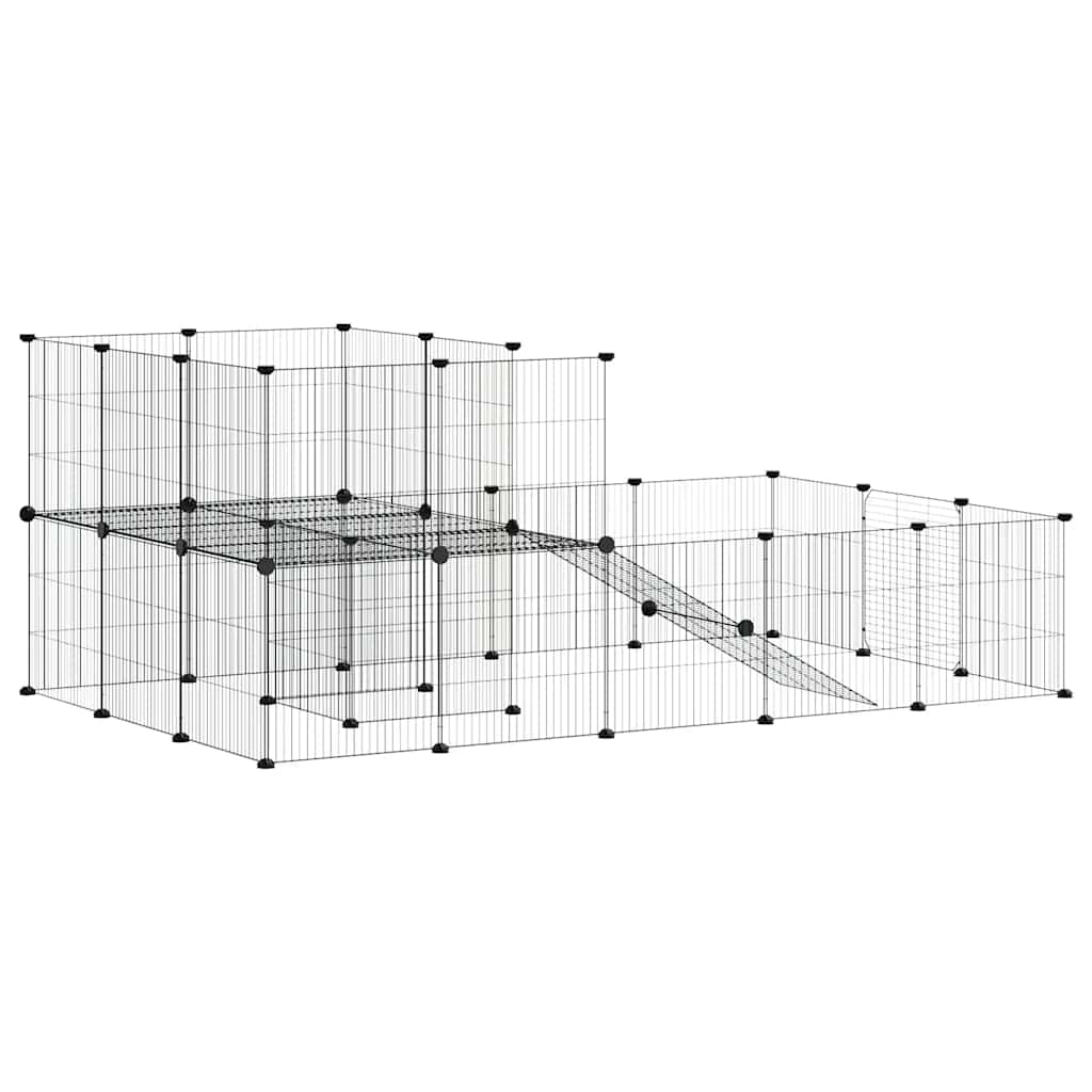 Gabbia per Animali 36 Pannelli con Porta Nera 175x105x70 cm Acciaio
