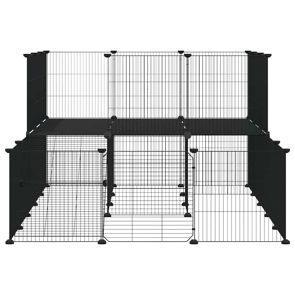 Gabbia per Animali 44 Pannelli con Porta Nera 175x105x70 cm Acciaio