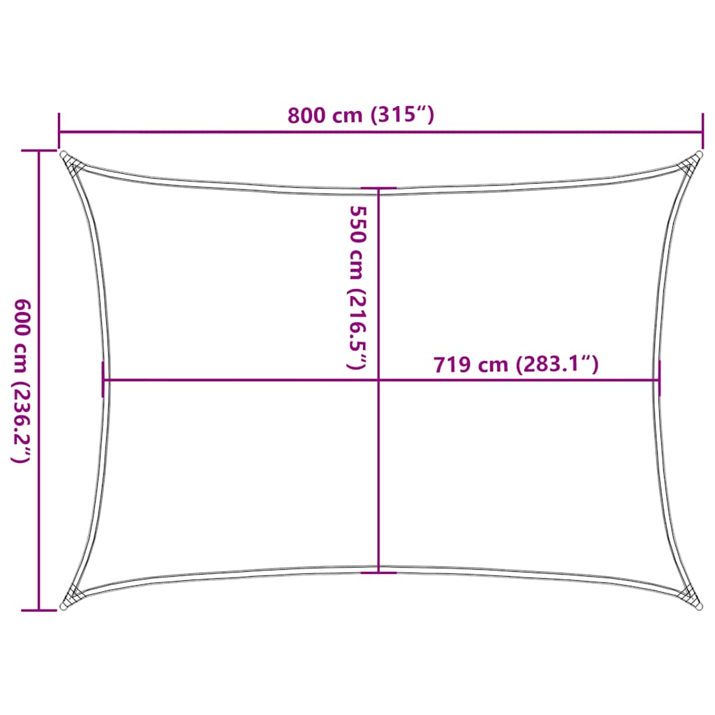 Vela Parasole 160 g/m² Tortora 6x8 m in HDPE