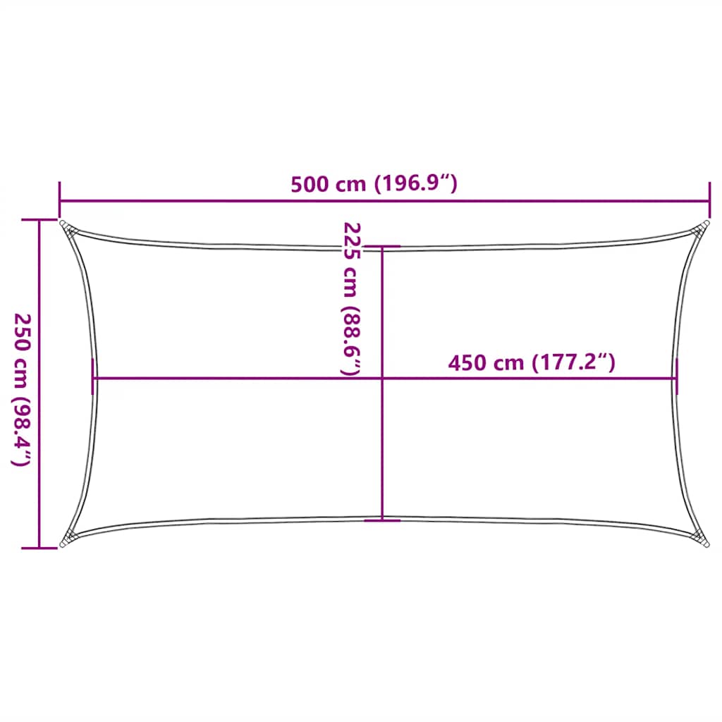 Vela Parasole 160 g/m² Rettangolare Blu 2,5x5 m in HDPE