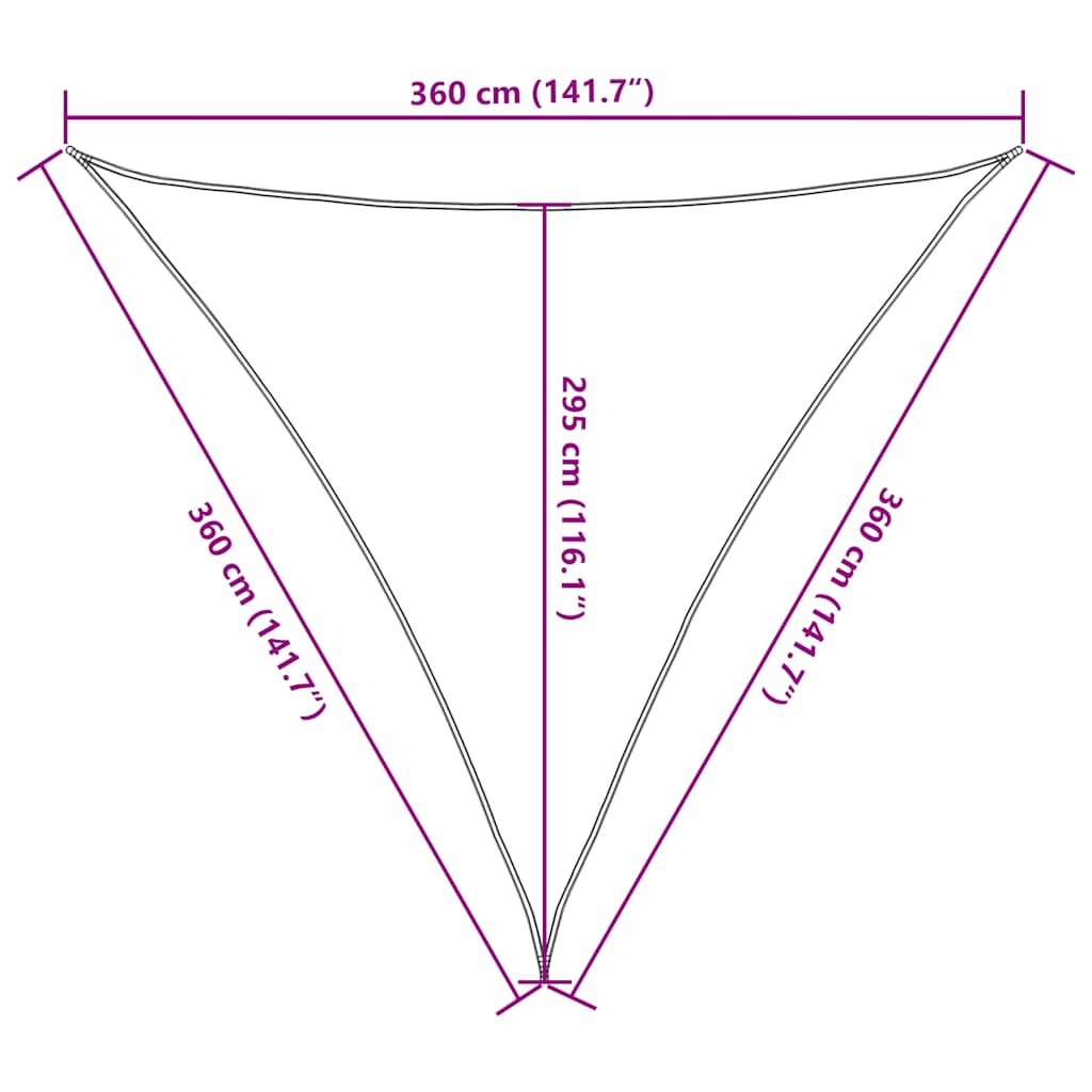 Vela Parasole 160 g/m² Triangolare Blu 3,6x3,6x3,6 m in HDPE