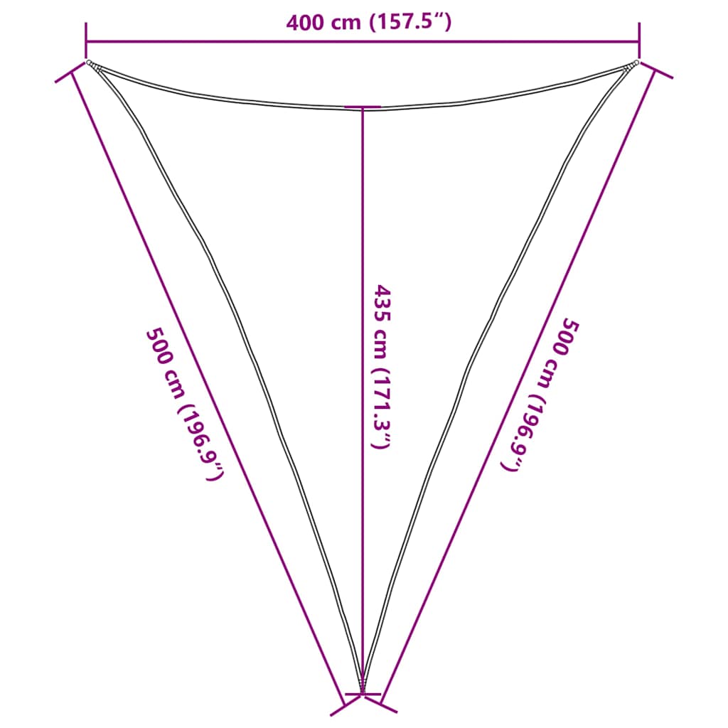 Vela Parasole 160 g/m² Triangolare Blu 4x5x5 m in HDPE