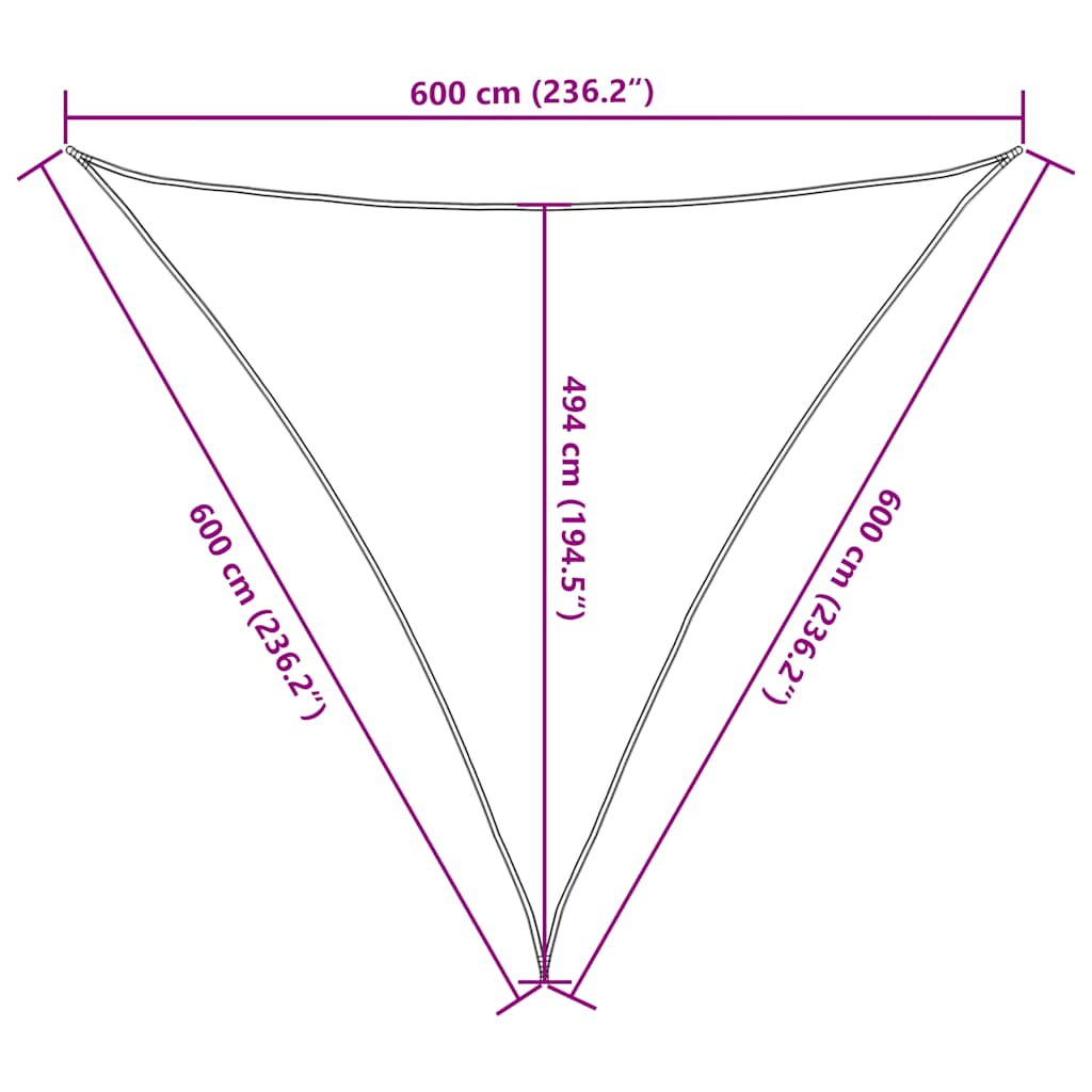 Vela Parasole 160 g/m² Triangolare Blu 6x6x6 m in HDPE