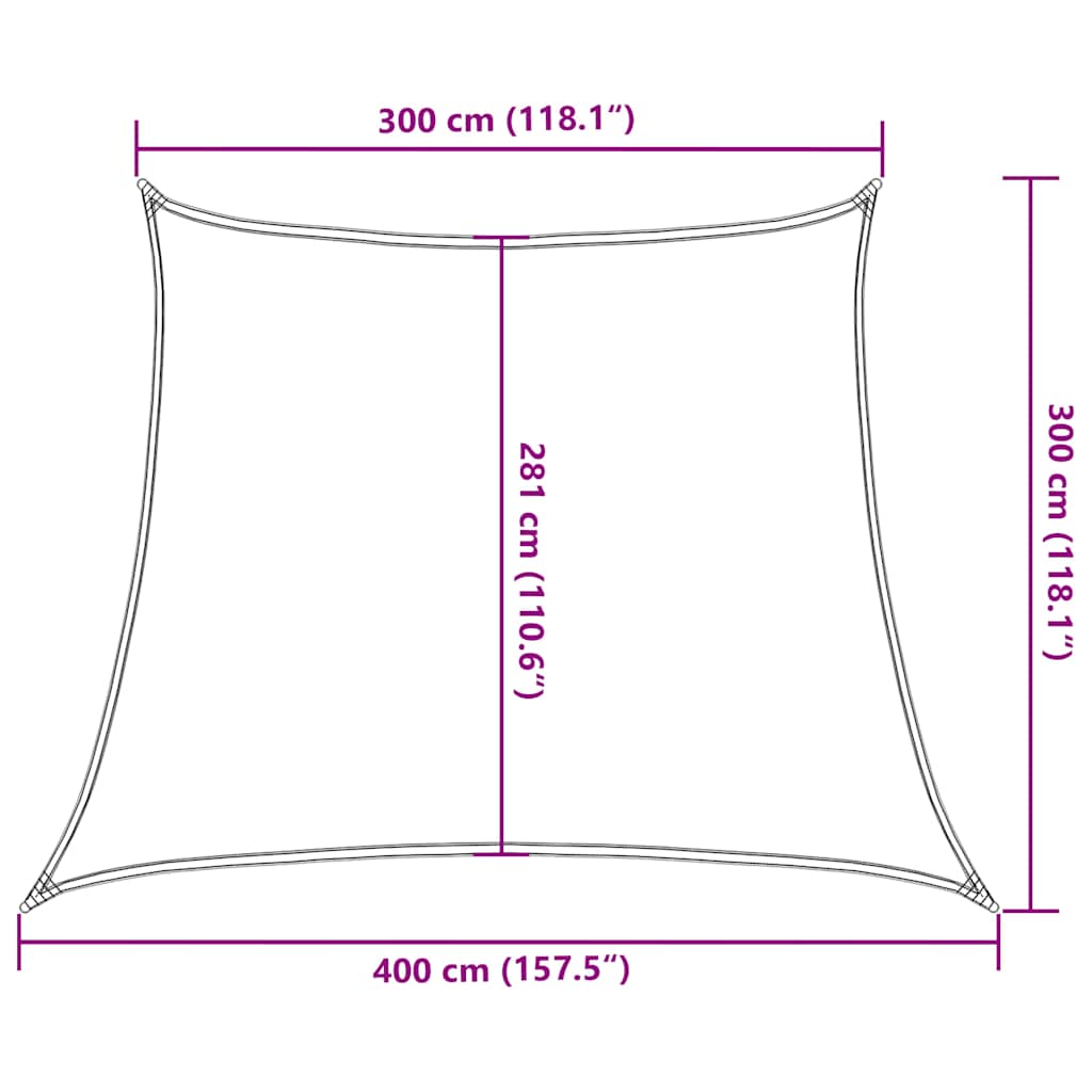 Vela Parasole 160 g/m² Trapezio Blu 3/4x3 m in HDPE