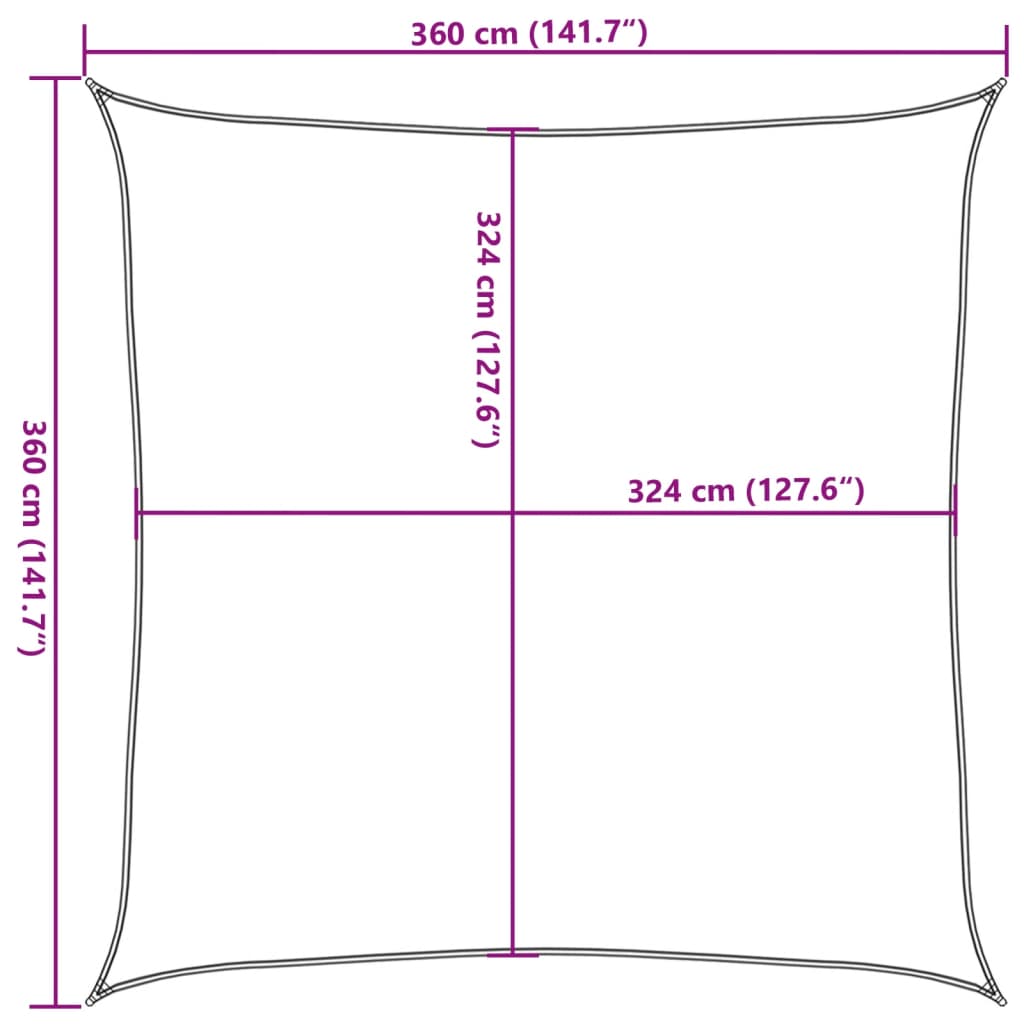 Vela Parasole 160 g/m² Gialla 3,6x3,6 m in HDPE