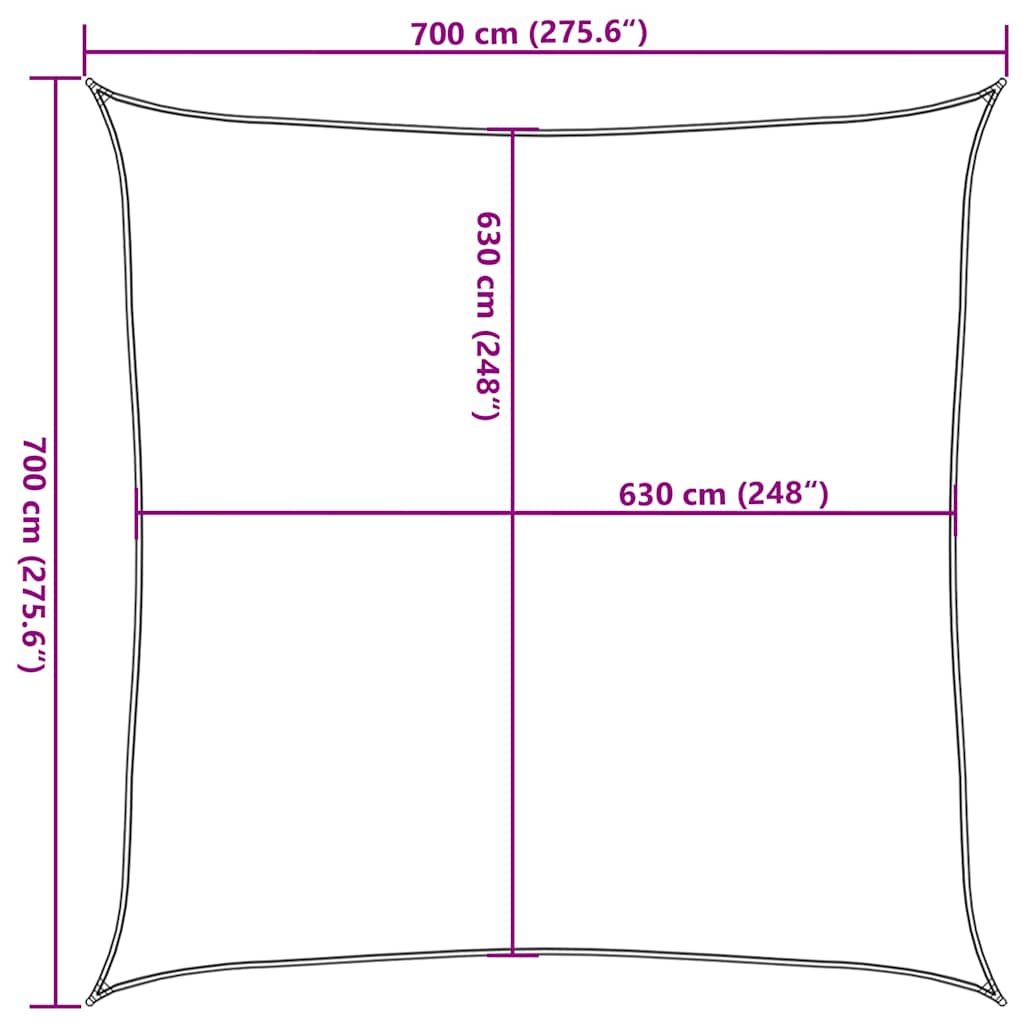 Vela Parasole 160 g/m² Quadrata Giallo 7x7 m in HDPE