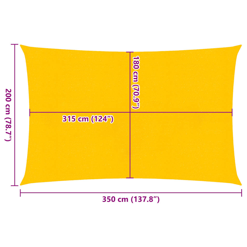Vela Parasole 160 g/m² Rettangolare Giallo 2x3,5 m in HDPE