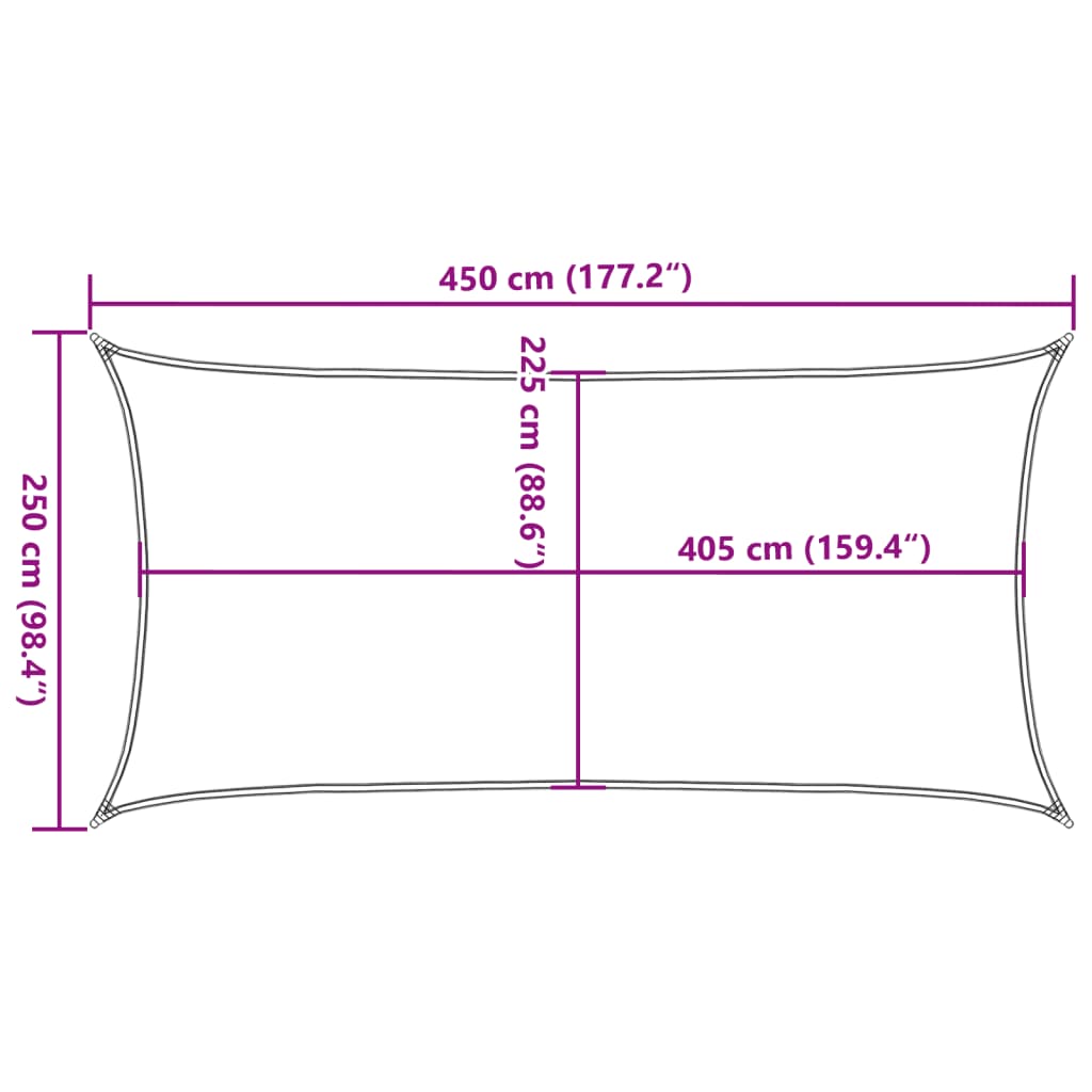 Vela Parasole 160 g/m² Gialla 2,5x4,5 m in HDPE
