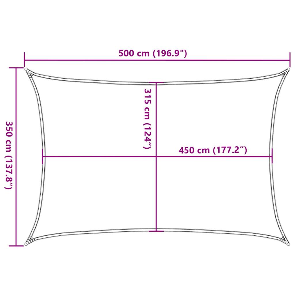 Vela Parasole 160 g/m² Rettangolare Giallo 3,5x5 m in HDPE