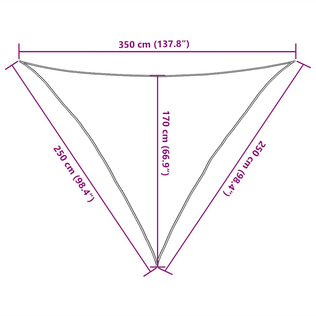 Vela Parasole 160 g/m² Triangolare Giallo 2,5x2,5x3,5 m in HDPE
