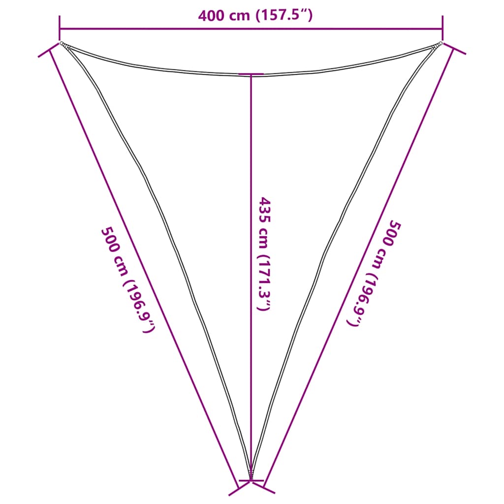 Vela Parasole 160 g/m² Triangolare Giallo 4x5x5 m in HDPE