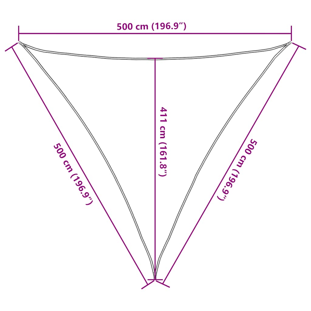 Vela Parasole 160 g/m² Triangolare Giallo 5x5x5 m in HDPE