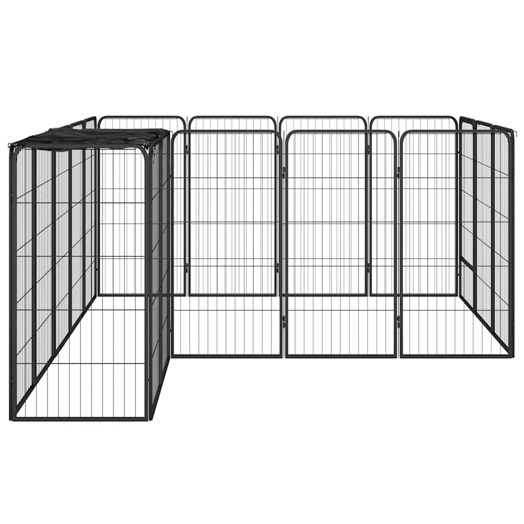 Box Cani 18 Pannelli Nero 50x100 cm Acciaio Verniciato Polvere