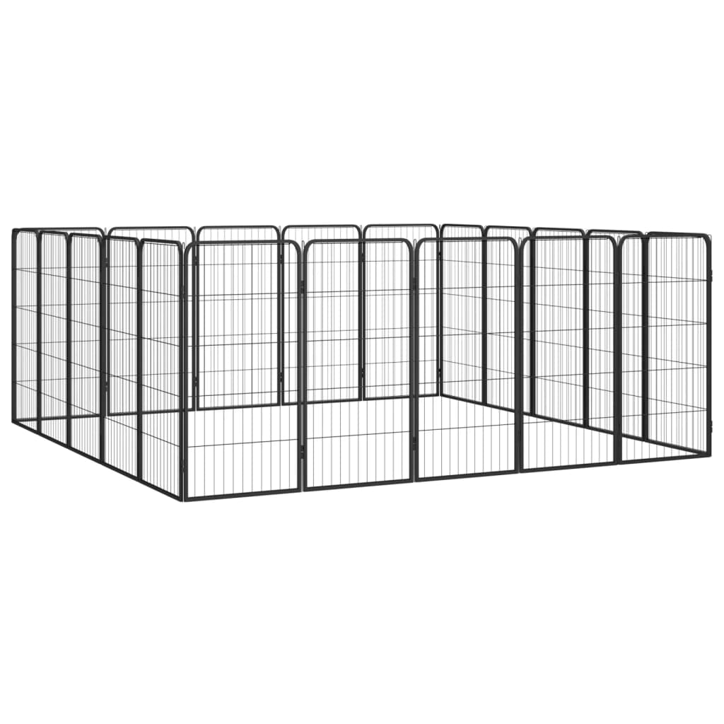 Box Cani 20 Pannelli Nero 50x100 cm Acciaio Verniciato Polvere