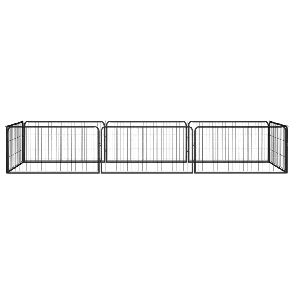 Box Cani 8 Pannelli Nero 100x50 cm Acciaio Verniciato Polvere