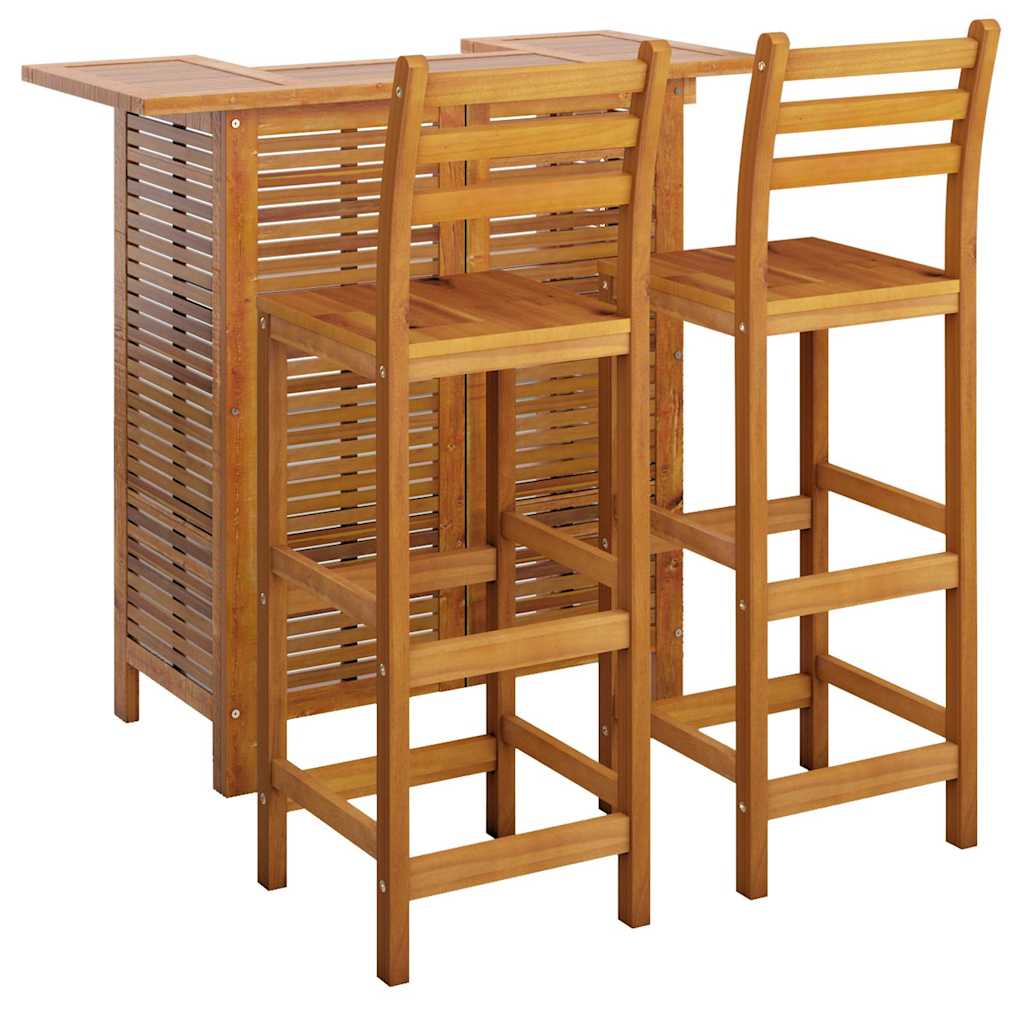 Set da Bar per Giardino 3 pz in Legno Massello di Acacia