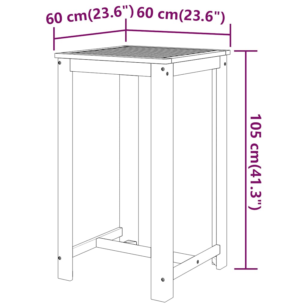 Set da Bar per Giardino 5 pz Legno Massello di Acacia